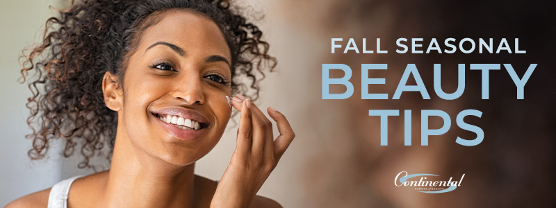 Fall Seasonal Beauty Tips. Woman applying skincare product